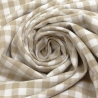 Stoff Baumwolle 1 cm Zefir Karo beige weiß kariert Kleiderstoff