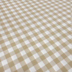 Stoff Baumwolle 1 cm Zefir Karo beige weiß kariert Kleiderstoff