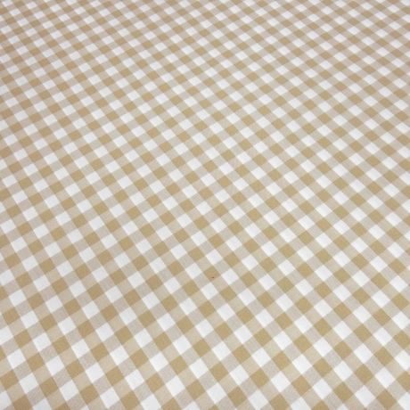 Stoff Baumwolle 1 cm Zefir Karo beige weiß kariert Kleiderstoff