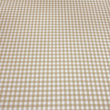 Stoff Baumwolle 1 cm Zefir Karo beige weiß kariert Kleiderstoff