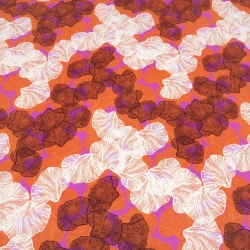 Stoff Viskose Jersey Blumen Blüten orange weiß braun violett