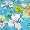 Stoff Baumwolle Jersey Flowers Blumenmuster türkis weiss gelb