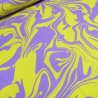 Stoff Baumwolle Jersey abstrakt Marmorierung flieder neongelb