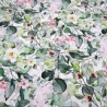 Stoff Baumwolle Jersey mit Eukalyptus Blumenmuster weiß grün rosa
