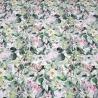 Stoff Baumwolle Jersey mit Eukalyptus Blumenmuster weiß grün rosa