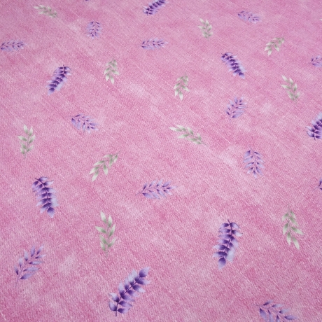 Stoff Baumwolle French Terry LEAVES LOVE Blätter jeans rosa