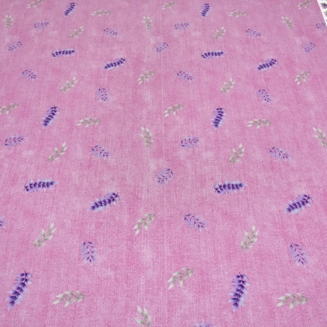 Stoff Baumwolle French Terry LEAVES LOVE Blätter jeans rosa