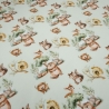 Stoff Baumwolle Jersey Waldtiere Design hellgrün braun gelb bunt