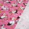Stoff Baumwolle Jersey Storche Babys Panda Katze Zebra pink rosa