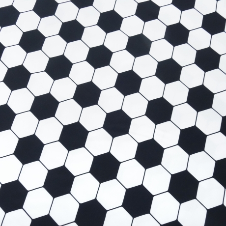 Stoff Baumwolle Jersey Fußball Soccer Design schwarz weiss