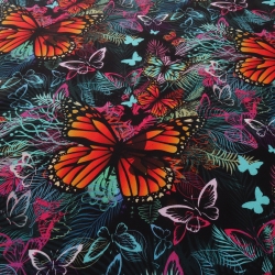 Stoff Baumwolle Canvas Schmetterlinge schwarz bunt Dekostoff