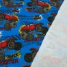 Stoff Baumwolle French Terry Monster Trucks Offroad blau rot bunt
