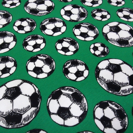 Stoff Baumwolle Jersey Fußball Soccer Bälle grün weiß schwarz
