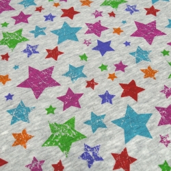 Stoff Sweatshirtstoff Alpenfleece Sterne grau blau pink grün