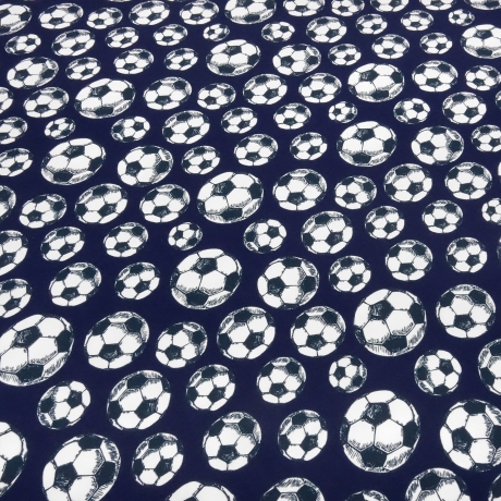 Stoff Baumwolle Jersey Fußball Fußbälle Bälle blau weiß schwarz