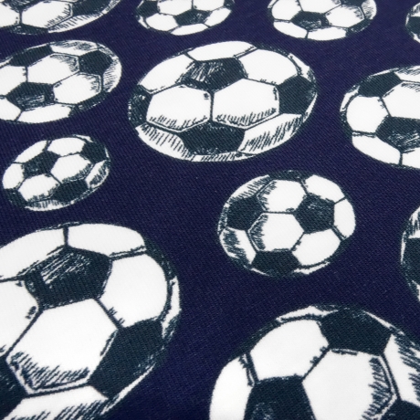 Stoff Baumwolle Jersey Fußball Fußbälle Bälle blau weiß schwarz