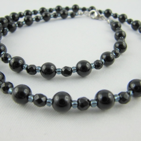 Kette Perlen Onyx Schwarz (538)