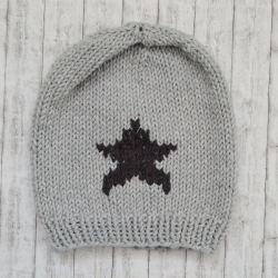 Beanie Star Gr. 55-58 hellgrau/anthrazit