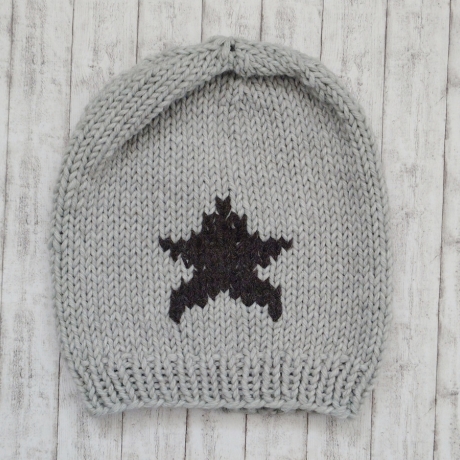 Beanie Star Gr. 55-58 hellgrau/anthrazit