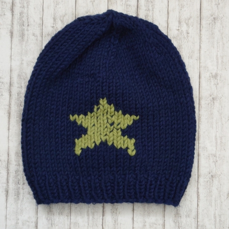 Beanie Star Gr. 55-58 dunkelblau/jadegrün