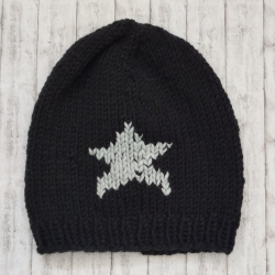 Beanie Star Gr. 55-58 schwarz/hellgrau