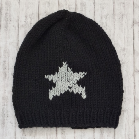 Beanie Star Gr. 55-58 schwarz/hellgrau