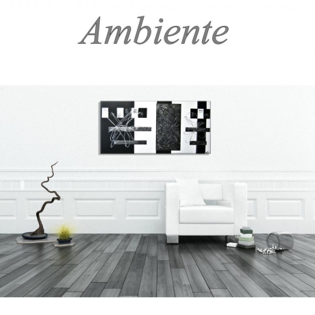 MK1 Art Bild Leinwand Abstrakt Kunst Malerei Acrylbild schwarz