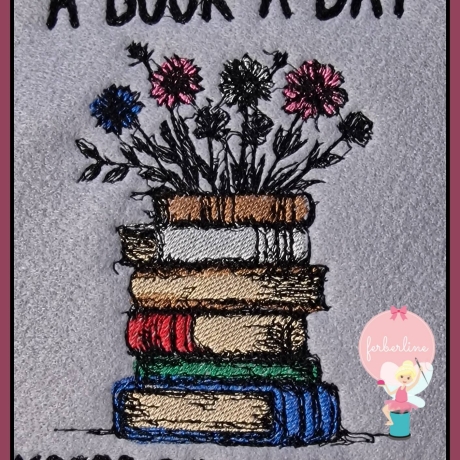 Ferberline Stickdatei Scribble A Book a Day ab 12x16