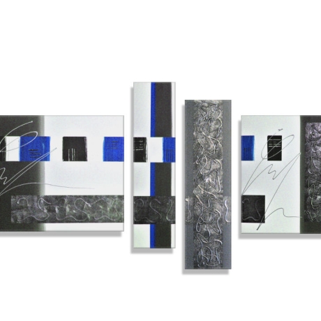 MK1 Art Bild Leinwand Abstrakt Kunst Malerei Acrylbild blau