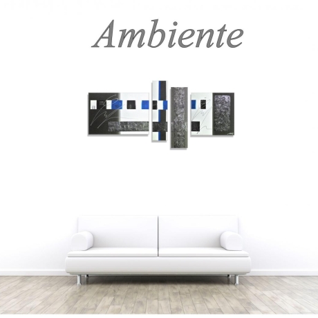 MK1 Art Bild Leinwand Abstrakt Kunst Malerei Acrylbild blau