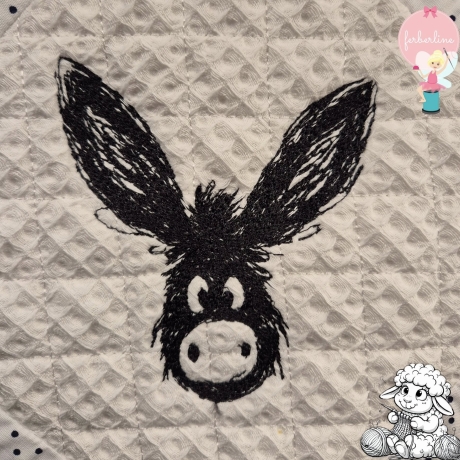 Ferberline Stickdatei Scribble Esel ab 9x10