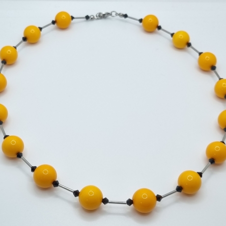 Kette mit großen Polaris Perlen Orange (583)