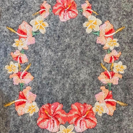 Blumenrahmen Stickdatei – Tropisches Blumenmotiv als Rahmen