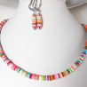 2er SET / Kette + Ohrhänger Fimo Scheiben bunt / 5875