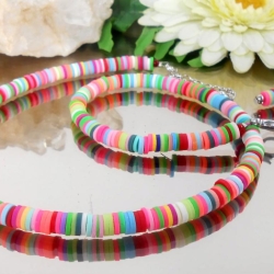 2er SET / Kette + Ohrhänger Fimo Scheiben bunt / 5875