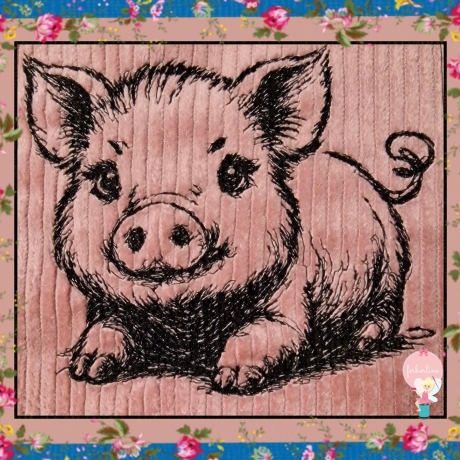 Ferberline Stickdatei Scribble Schwein Sweety ab 9x10
