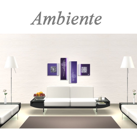 MK1 Art Bild Leinwand Abstrakt Kunst Malerei Acrylbild lila grau