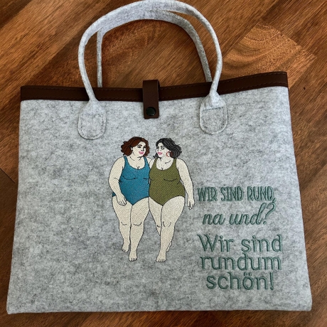 Freundinnen, WIR SIND RUND  - Stickdatei by Michis Textilatelier