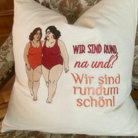 Freundinnen, WIR SIND RUND  - Stickdatei by Michis Textilatelier