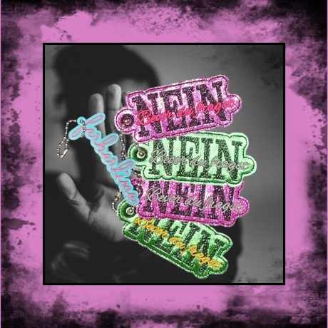 Ferberline Stickdatei ITH Anhänger NEIN 4x10