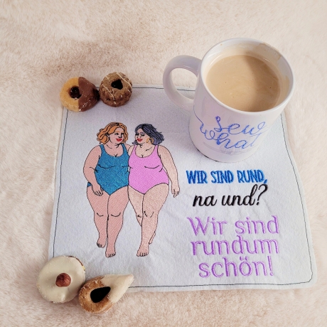Freundinnen, WIR SIND RUND  - Stickdatei by Michis Textilatelier