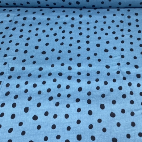 Meterware Musselin Glatt bemustert Dots Blau