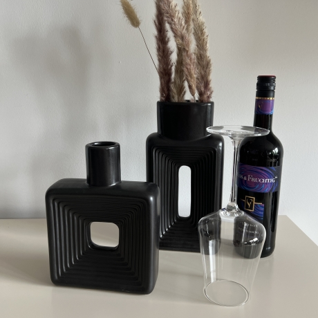 Wohndeko Keramik Vase 2er Set Boho Style Ceramic Vases black