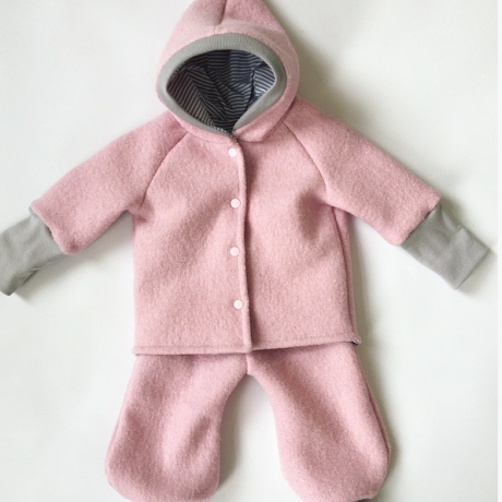 Wichteljacke aus Wollwalk Gr.62/68 rosa, Zwergenjacke handmade