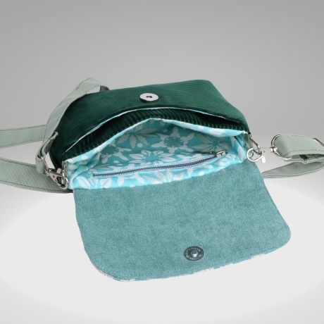 kleine Umhängetasche Damen/grüne Cord Tasche/Clutch/Handtasche