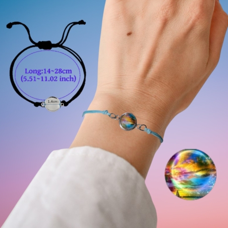 Dünnes Armband mit Motivstein hellblau