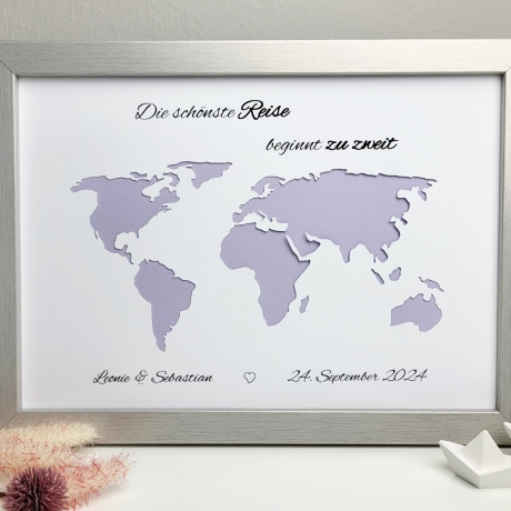 personalisiertes Geldgeschenk - Weltkarte - zur Hochzeit
