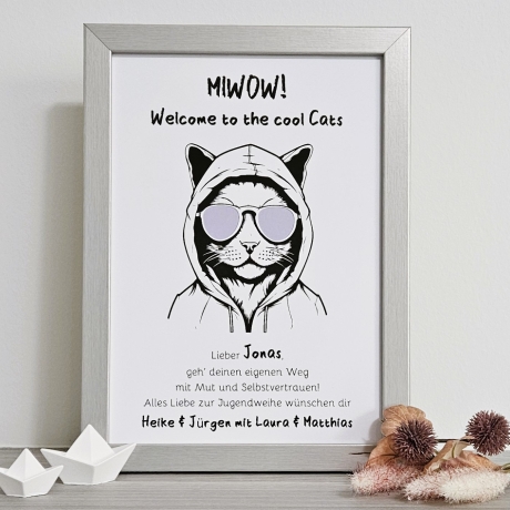 personalisiertes Geldgeschenk zur Jugendweihe - Motiv Cool Cats