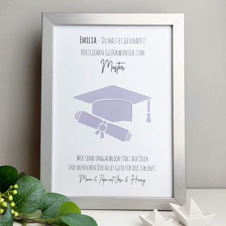 personalisiertes Geldgeschenk Studienabschluss - Hut & Diplom