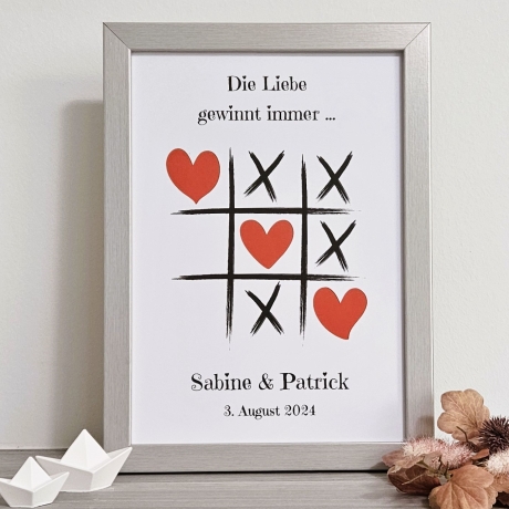 personalisiertes Geldgeschenk - Tic Tac Toe - zur Hochzeit